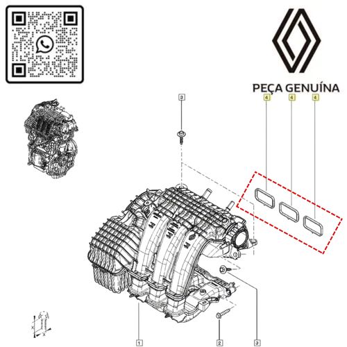 RN 704956-K3 8201704956 ANEL DE VEDACAO DO COLETOR ADM 1.0 12V B4D LOG II_SAN II_KWI -x3- 2